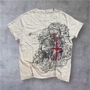Women's Cream Graphic Tee with Union Jack Design